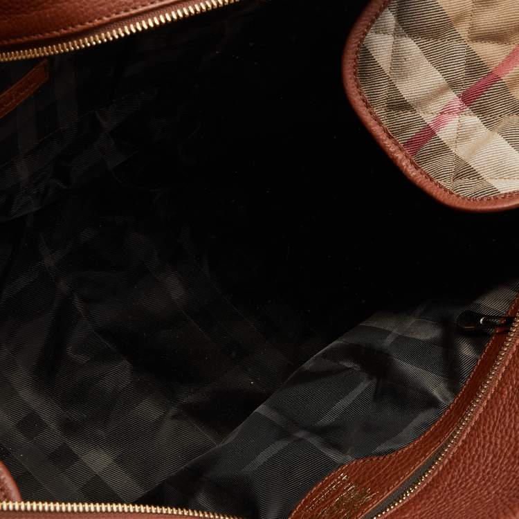 Pre Owned Burberry Beige/Tan Quilted Nova Check Canvas and Leather Manor Bag