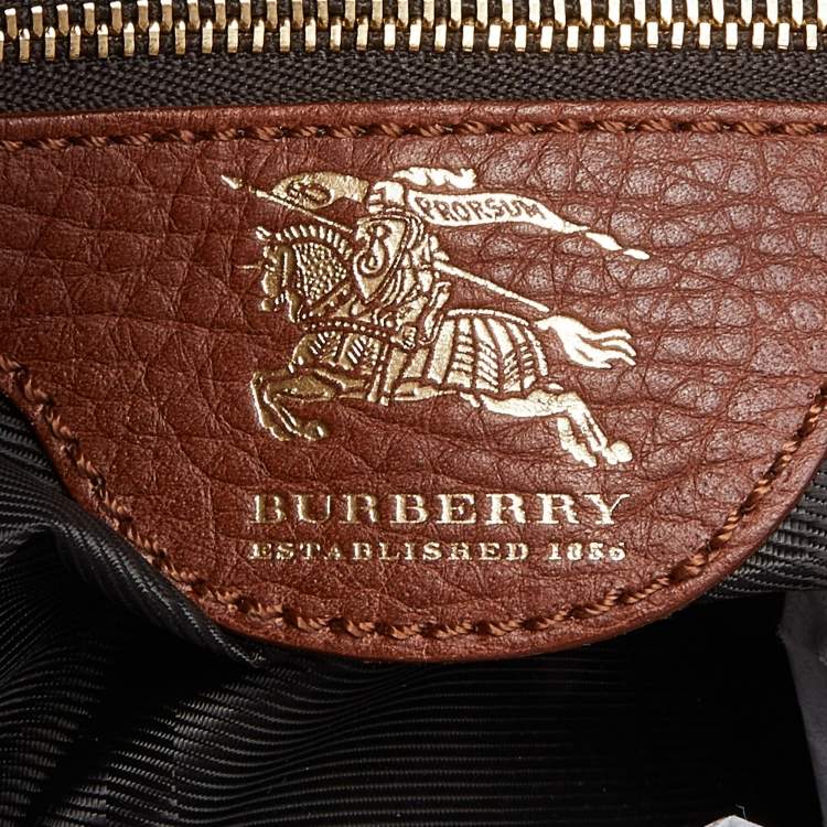 Pre Owned Burberry Beige/Tan Quilted Nova Check Canvas and Leather Manor Bag