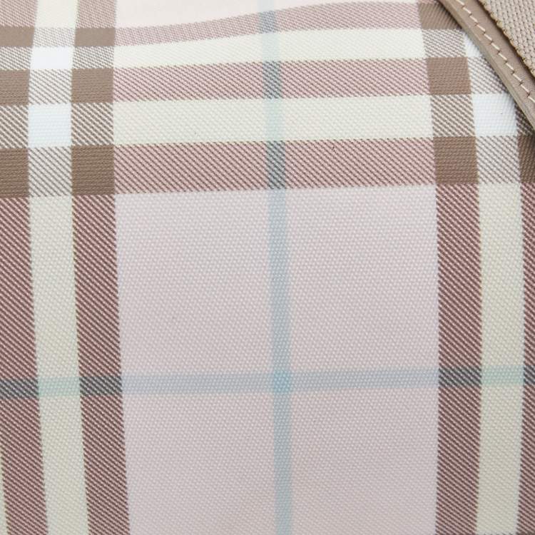 Pre Owned Burberry Pink/Beige Candy Nova Check PVC and Leather Shoulder Bag