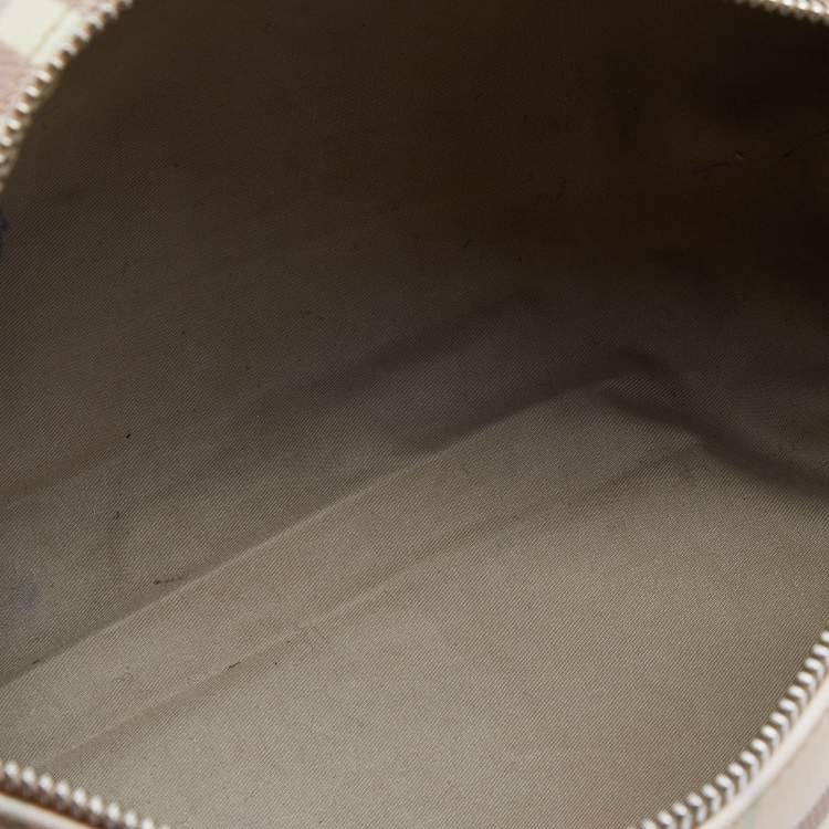 Pre Owned Burberry Pink/Beige Candy Nova Check PVC and Leather Shoulder Bag