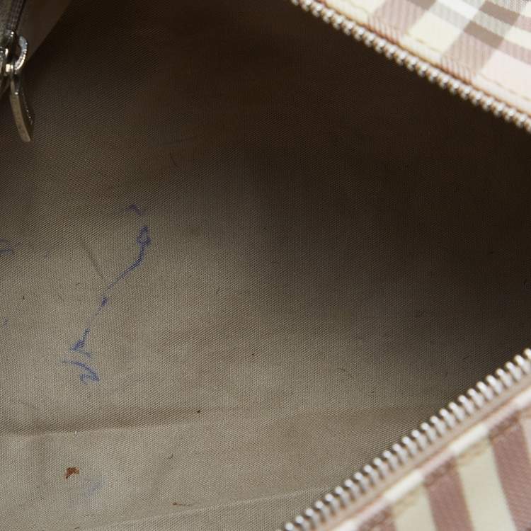 Pre Owned Burberry Pink/Beige Candy Nova Check PVC and Leather Shoulder Bag