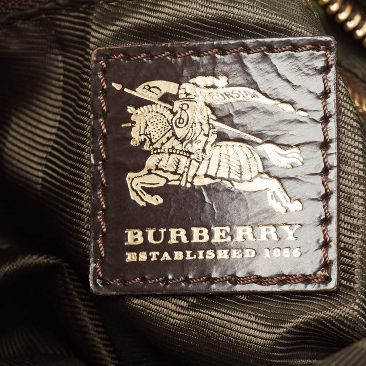 Pre Owned Burberry Brown/Khaki Quilted Nylon and Leather Bromley Hobo