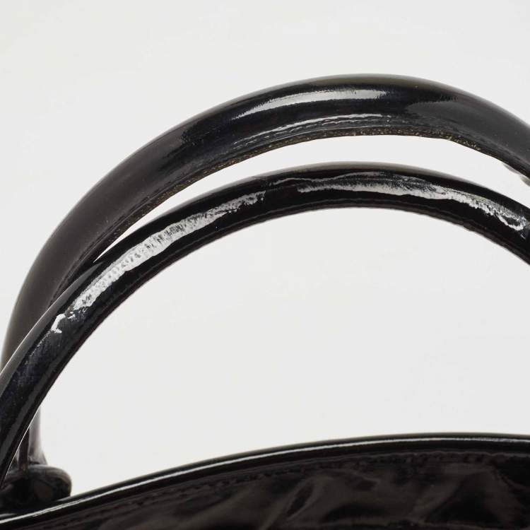 Pre Owned Burberry Black/Beige Nova Check PVC and Patent Leather Eden Tote