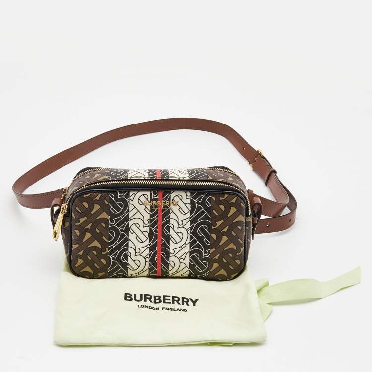Pre Owned Burberry Multicolor TB Print Coated Canvas and Leather  Convertible Sling Bag