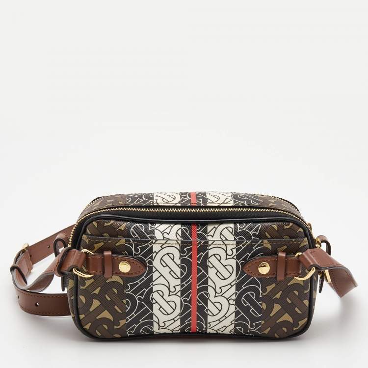 Pre Owned Burberry Multicolor TB Print Coated Canvas and Leather  Convertible Sling Bag