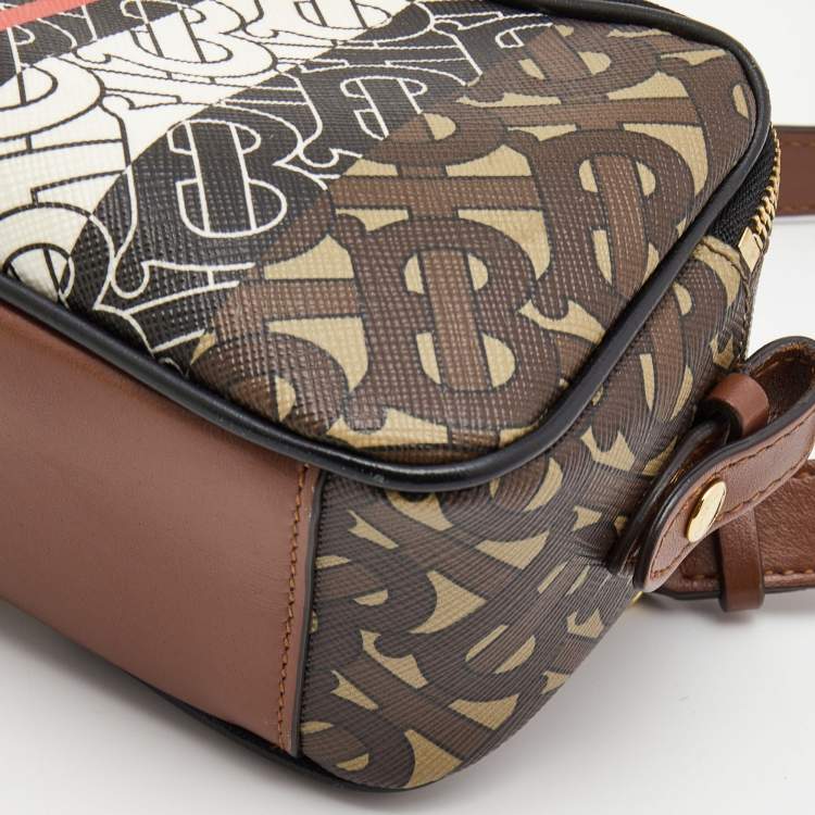 Pre Owned Burberry Multicolor TB Print Coated Canvas and Leather  Convertible Sling Bag