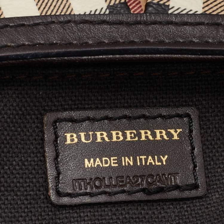 Pre Owned Burberry Beige/Brown Haymarket Check Coated Canvas and Leather Crossbody Bag