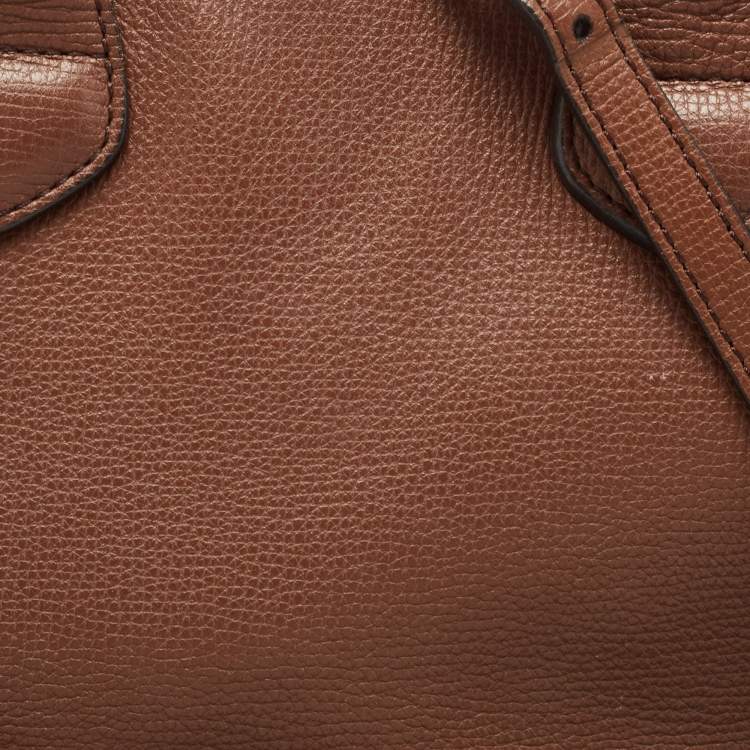 Pre Owned Burberry Brown/Beige House Check Fabric and Leather Small Banner Tote