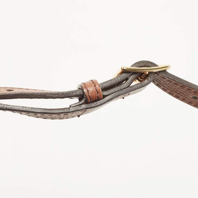 Pre Owned Burberry Brown/Beige House Check Fabric and Leather Small Banner Tote