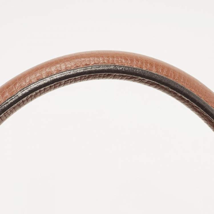 Pre Owned Burberry Beige/Brown Leather and House Check Fabric Medium Banner Tote