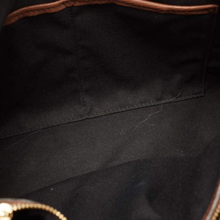 Pre Owned Burberry Beige/Brown Leather and House Check Fabric Medium Banner Tote