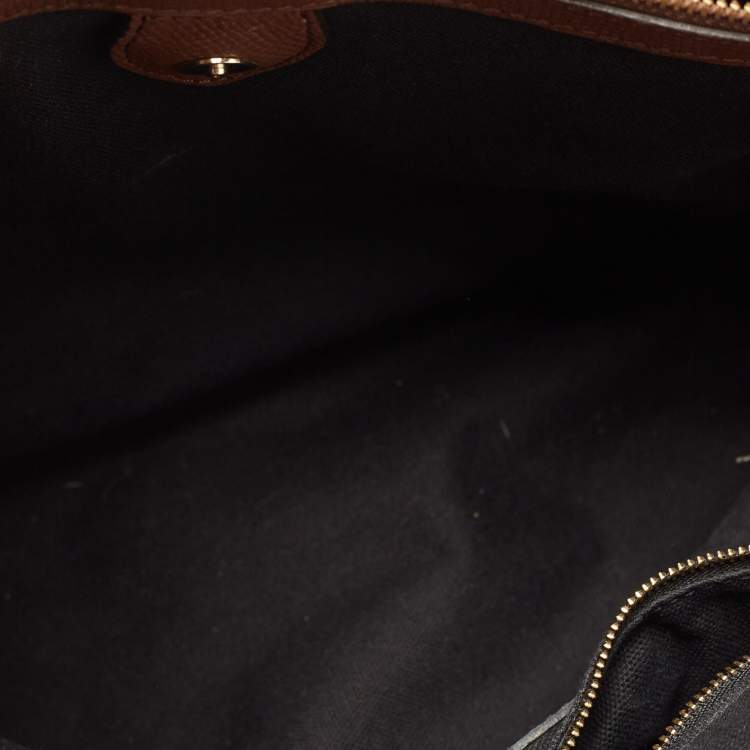 Pre Owned Burberry Beige/Brown Leather and House Check Fabric Medium Banner Tote