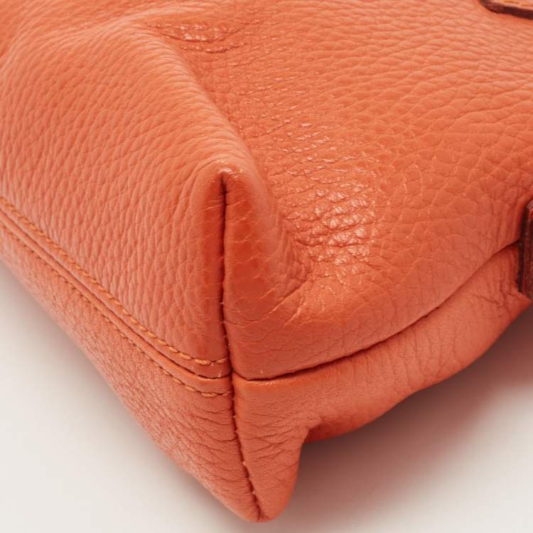 Pre Owned Burberry Orange Leather Shoulder Bag