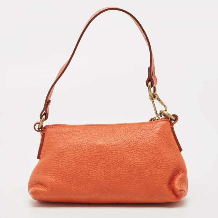 Pre Owned Burberry Orange Leather Shoulder Bag
