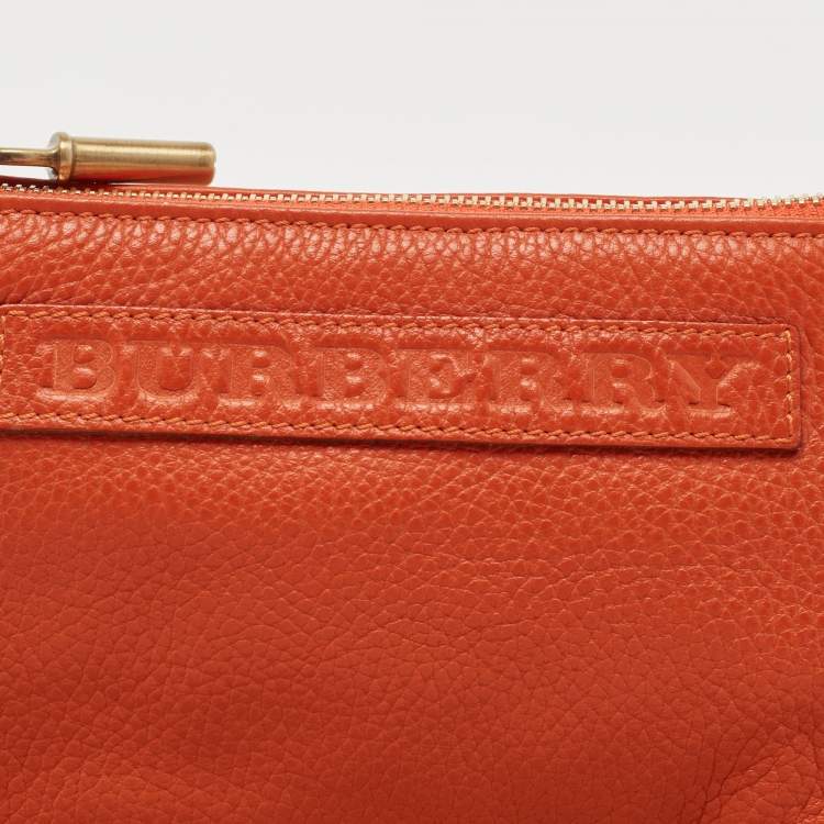 Pre Owned Burberry Orange Leather Shoulder Bag