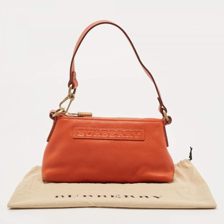 Pre Owned Burberry Orange Leather Shoulder Bag