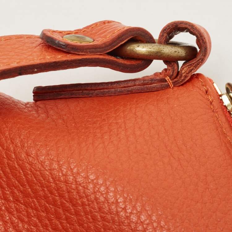 Pre Owned Burberry Orange Leather Shoulder Bag