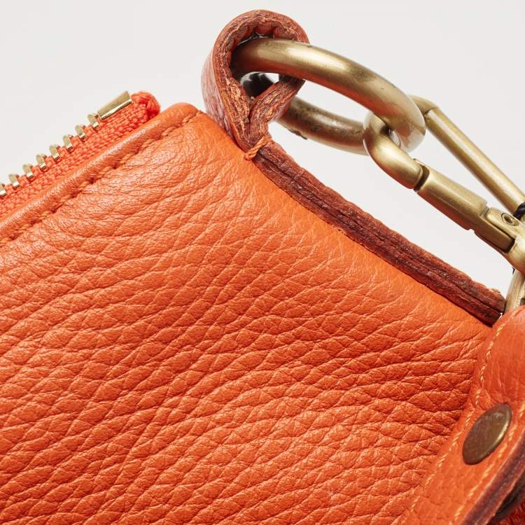 Pre Owned Burberry Orange Leather Shoulder Bag