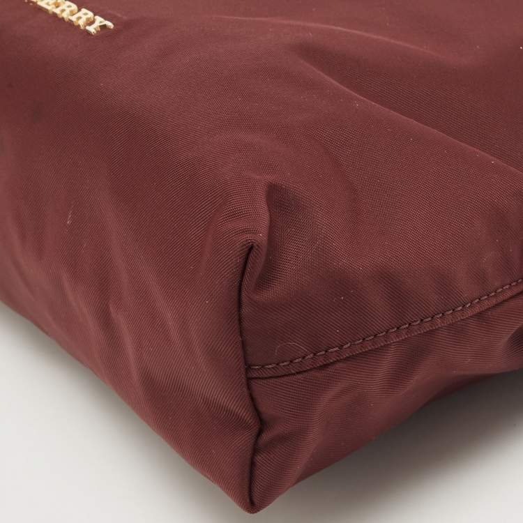 Pre Owned Burberry Burgundy Nylon Small Pouch