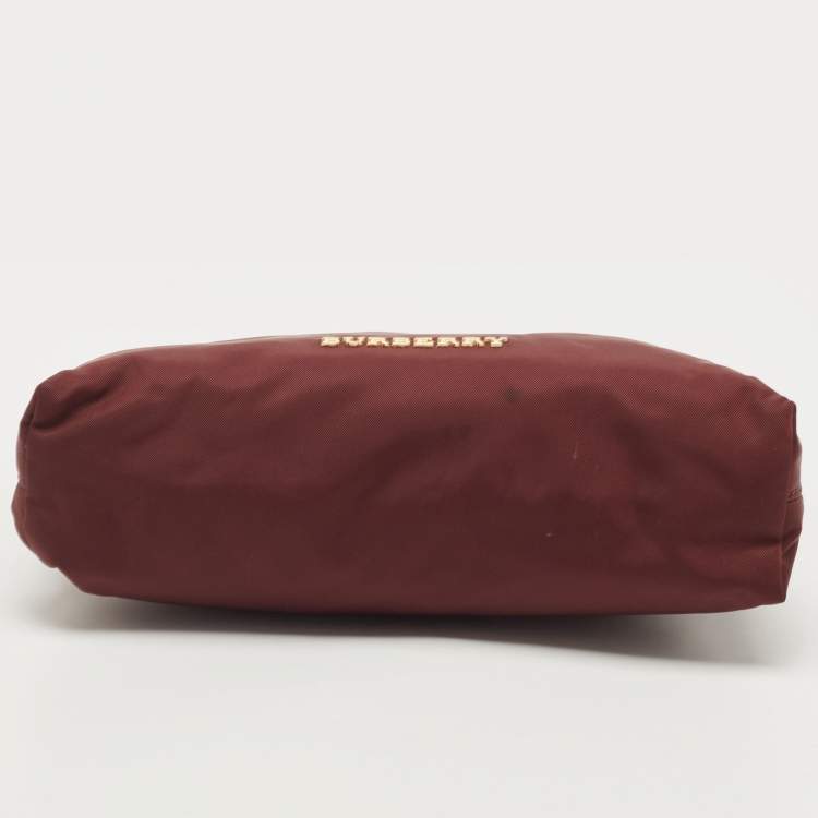 Pre Owned Burberry Burgundy Nylon Small Pouch
