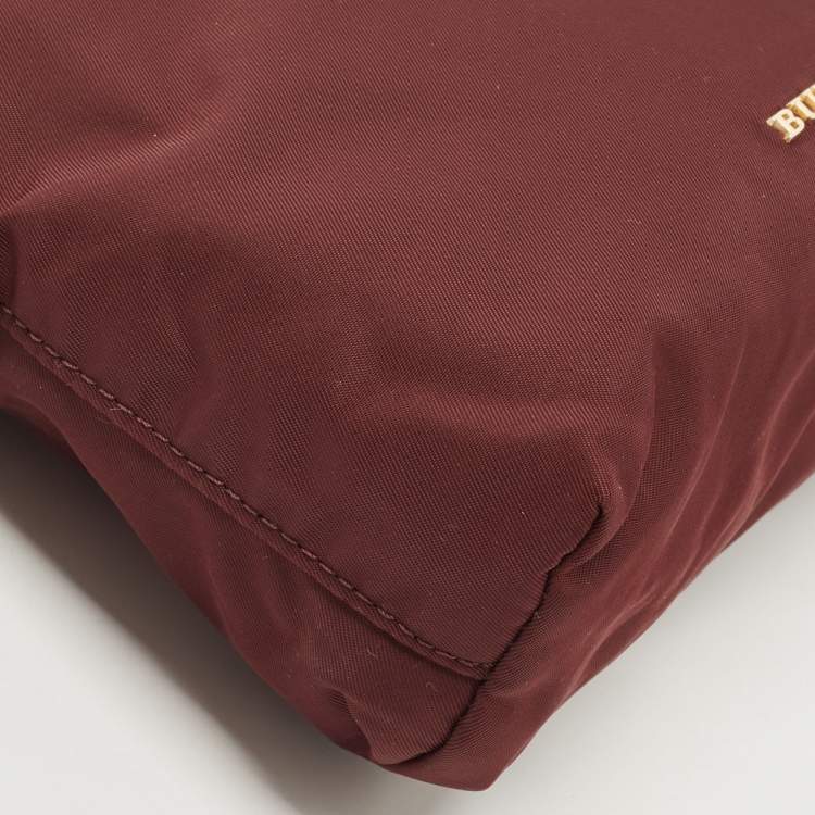 Pre Owned Burberry Burgundy Nylon Small Pouch