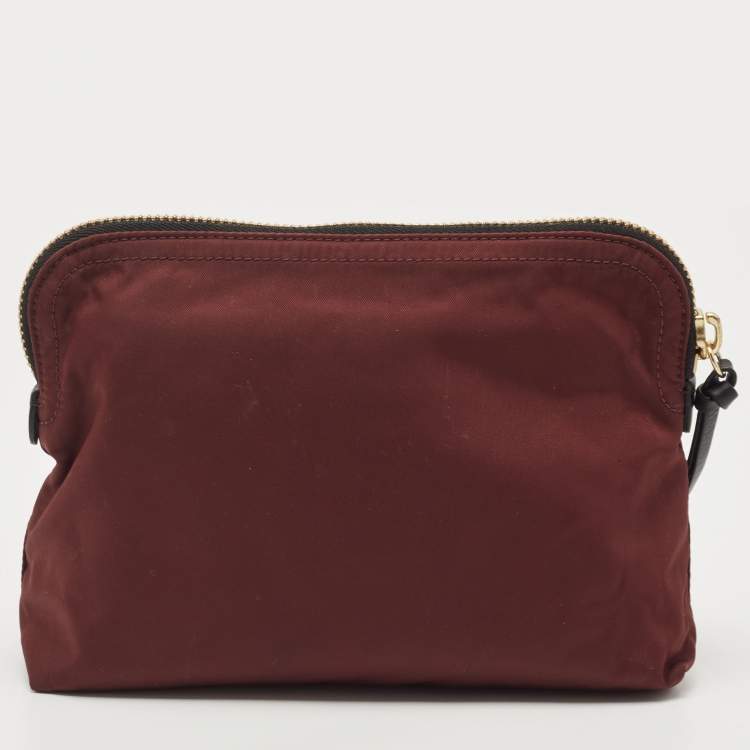 Pre Owned Burberry Burgundy Nylon Small Pouch