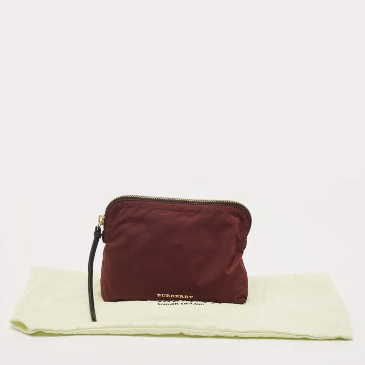 Pre Owned Burberry Burgundy Nylon Small Pouch