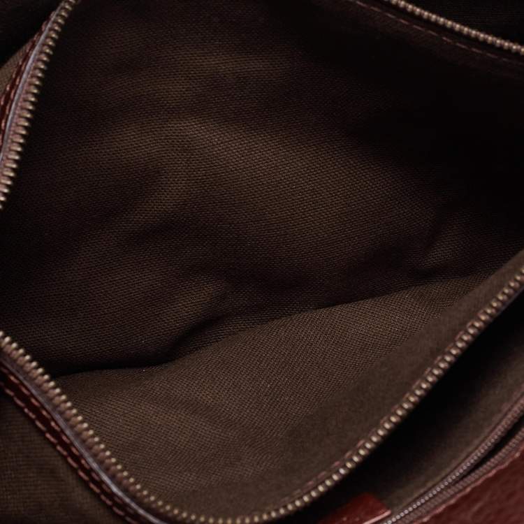 Pre Owned Burberry Brown/Beige Haymarket Check Canvas and Leather Middle Zip Tote