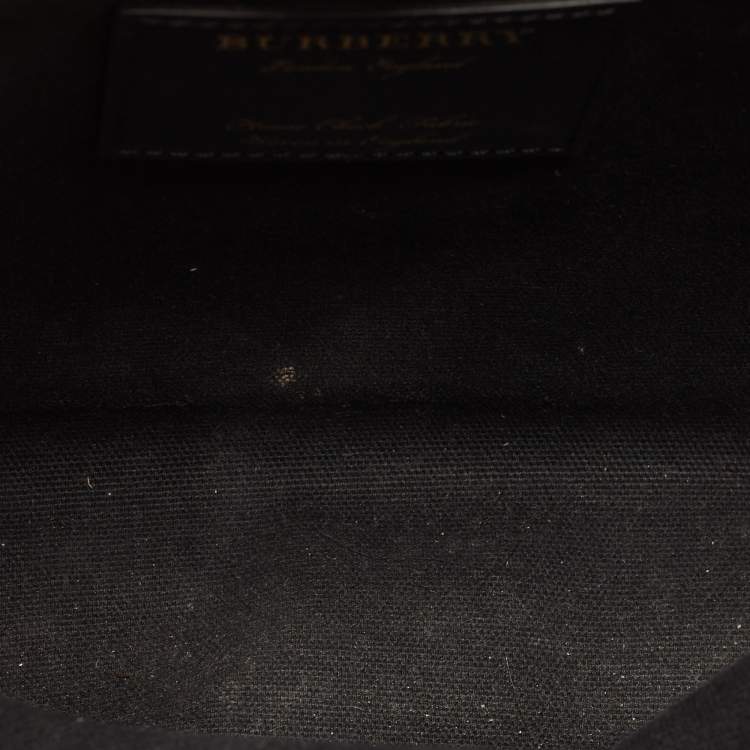 Pre Owned Burberry Brown/Beige House Check Fabric and Leather Medium Banner Tote
