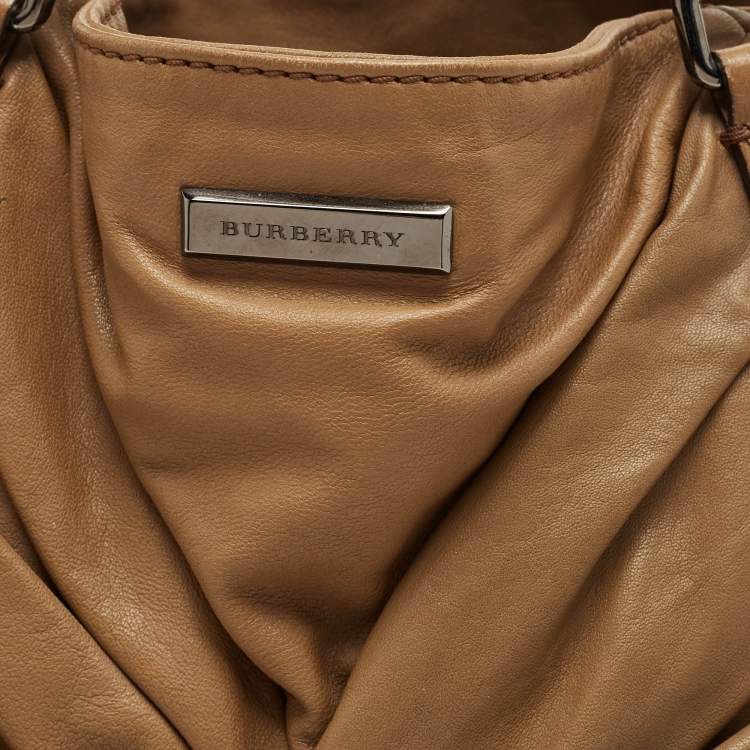 مملوكة مسبقًا Burberry Tan Pleated Leather Tote
