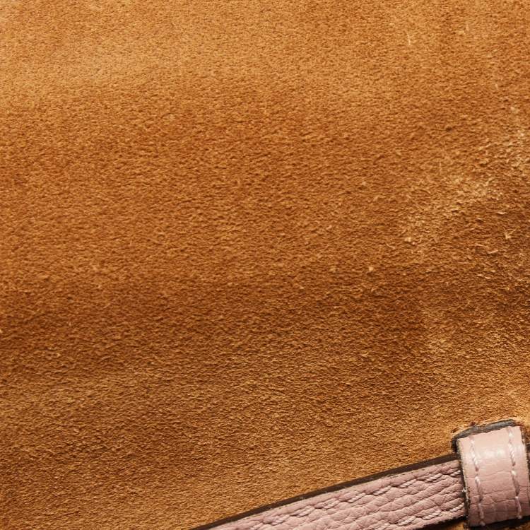 Pre Owned Burberry Pink/Beige House Check Canvas and Leather Macken Shoulder Bag