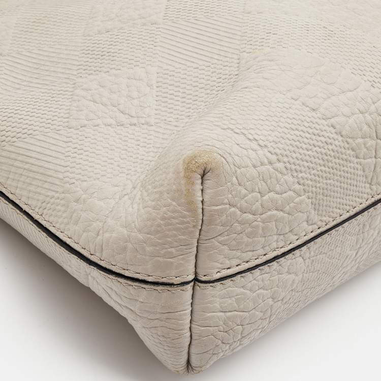 Pre Owned Burberry Light Grey Textured Leather Chichester Crossbody Bag