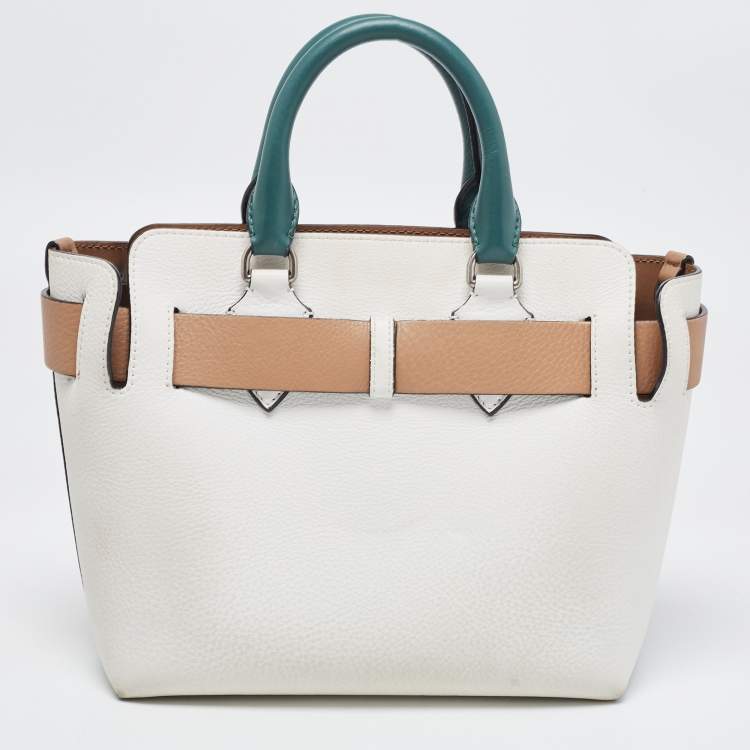 Pre Owned Burberry Tricolor Leather Small Marais Belt Tote