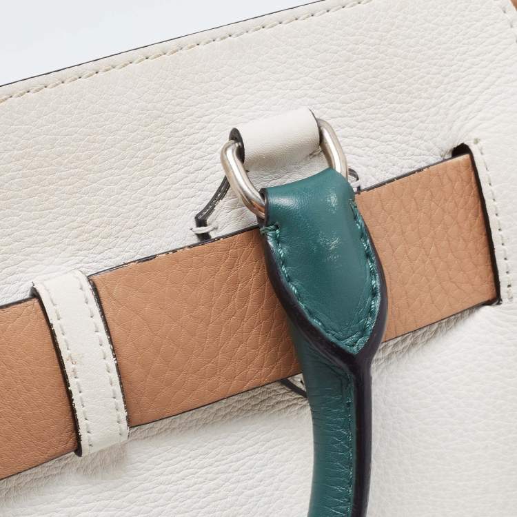 Pre Owned Burberry Tricolor Leather Small Marais Belt Tote