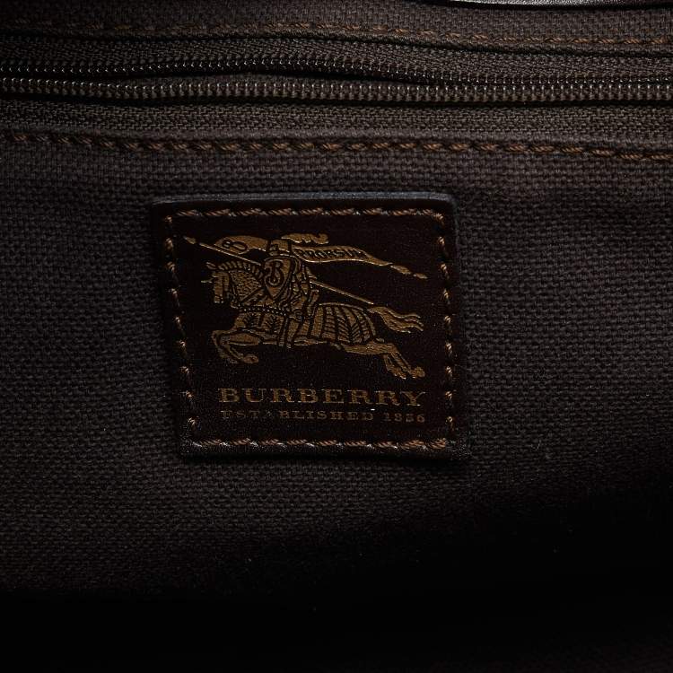 Pre Owned Burberry Beige/Brown Haymarket Check Coated Canvas and Leather Tassel Shoulder Bag