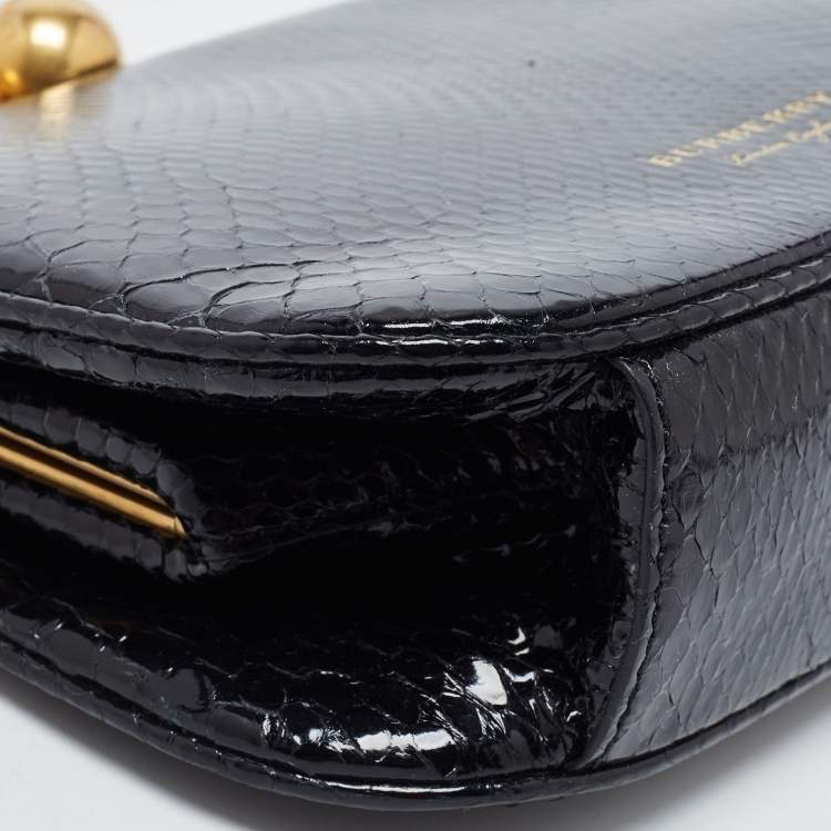 Pre Owned Burberry Black Python Kisslock Frame Clutch Bag 