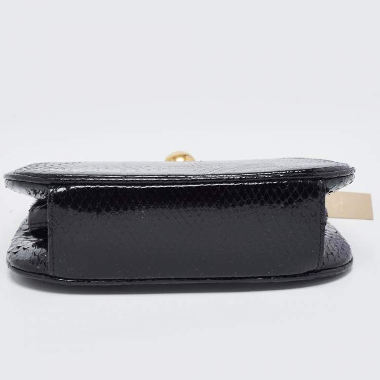 Pre Owned Burberry Black Python Kisslock Frame Clutch Bag 