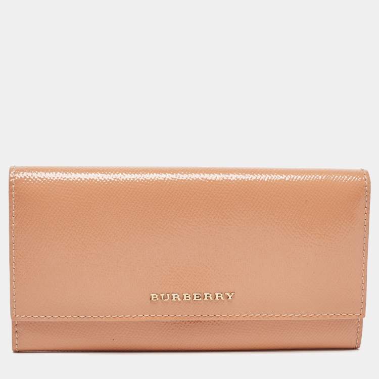 BURBERRY House Check Patent Leather Continental Wallet Black