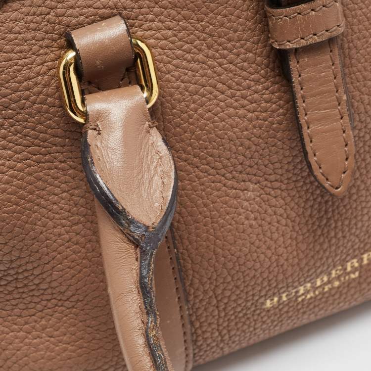 Pre Owned Burberry Brown Leather Small Bow Detail Satchel