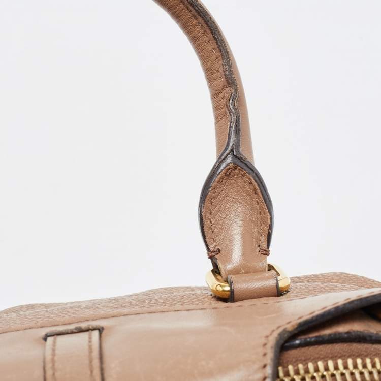 Pre Owned Burberry Brown Leather Small Bow Detail Satchel
