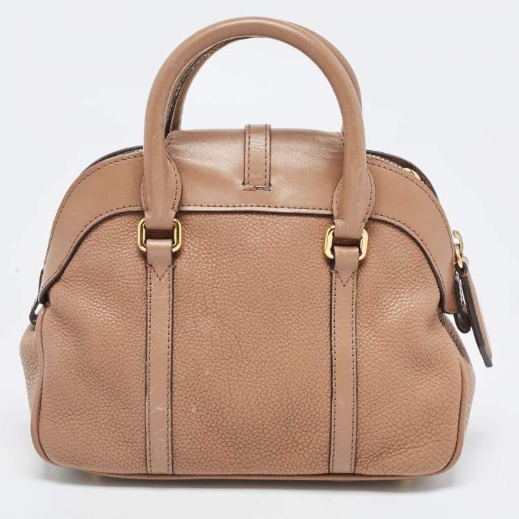Pre Owned Burberry Brown Leather Small Bow Detail Satchel