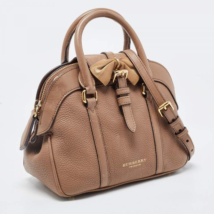 Pre Owned Burberry Brown Leather Small Bow Detail Satchel
