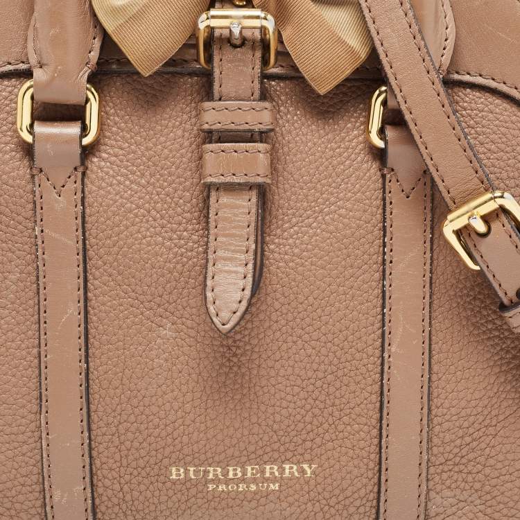 Pre Owned Burberry Brown Leather Small Bow Detail Satchel