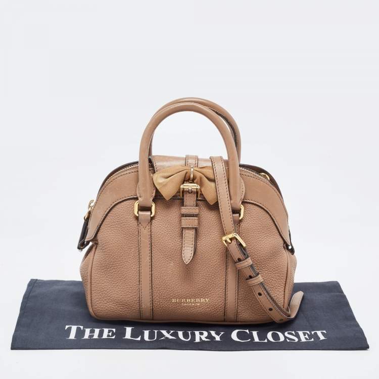 Pre Owned Burberry Brown Leather Small Bow Detail Satchel