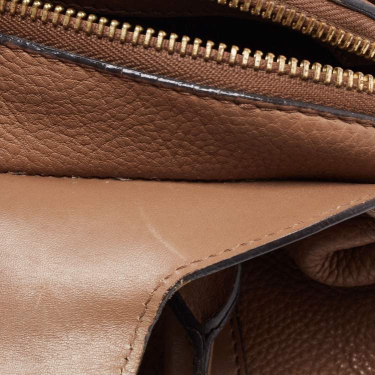 Pre Owned Burberry Brown Leather Small Bow Detail Satchel