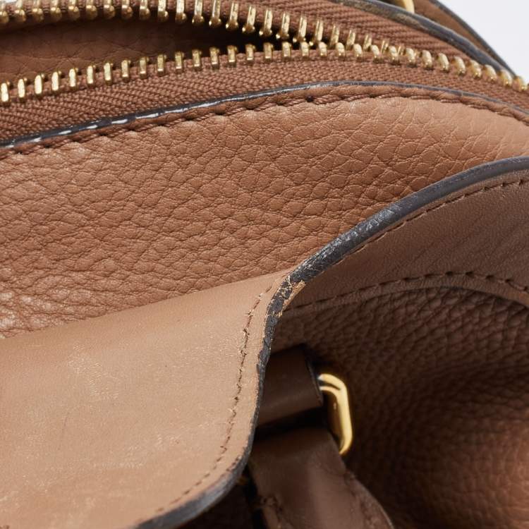 Pre Owned Burberry Brown Leather Small Bow Detail Satchel