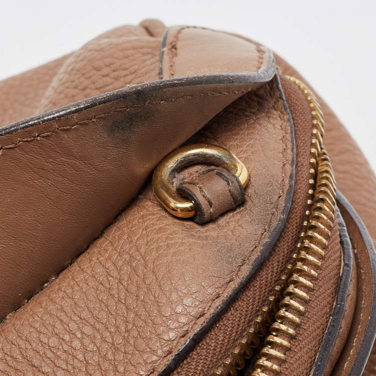 Pre Owned Burberry Brown Leather Small Bow Detail Satchel
