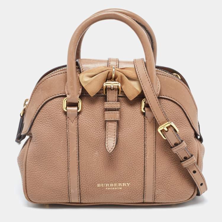 Pre Owned Burberry Brown Leather Small Bow Detail Satchel