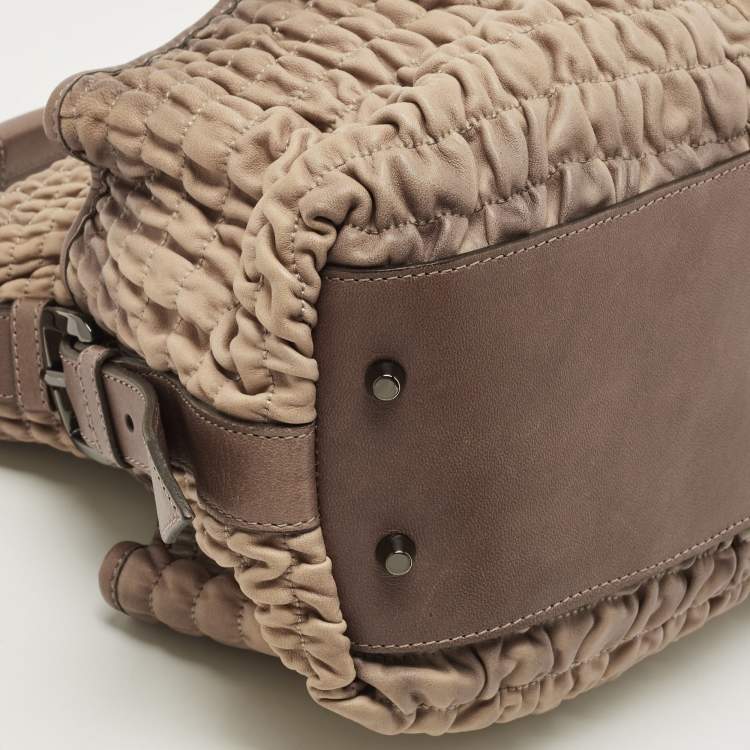 Pre Owned Burberry Brown Pleated Leather Shoulder Bag