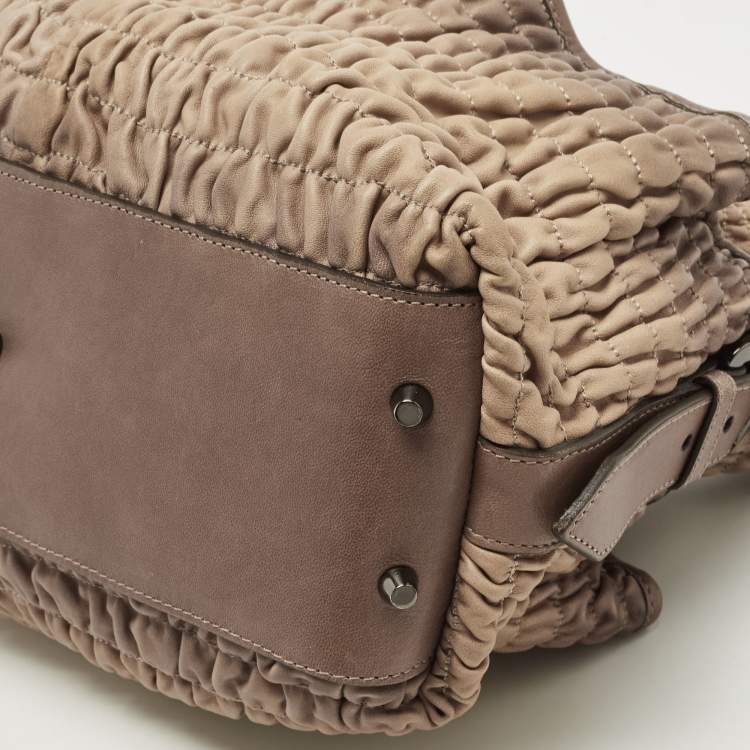 Pre Owned Burberry Brown Pleated Leather Shoulder Bag